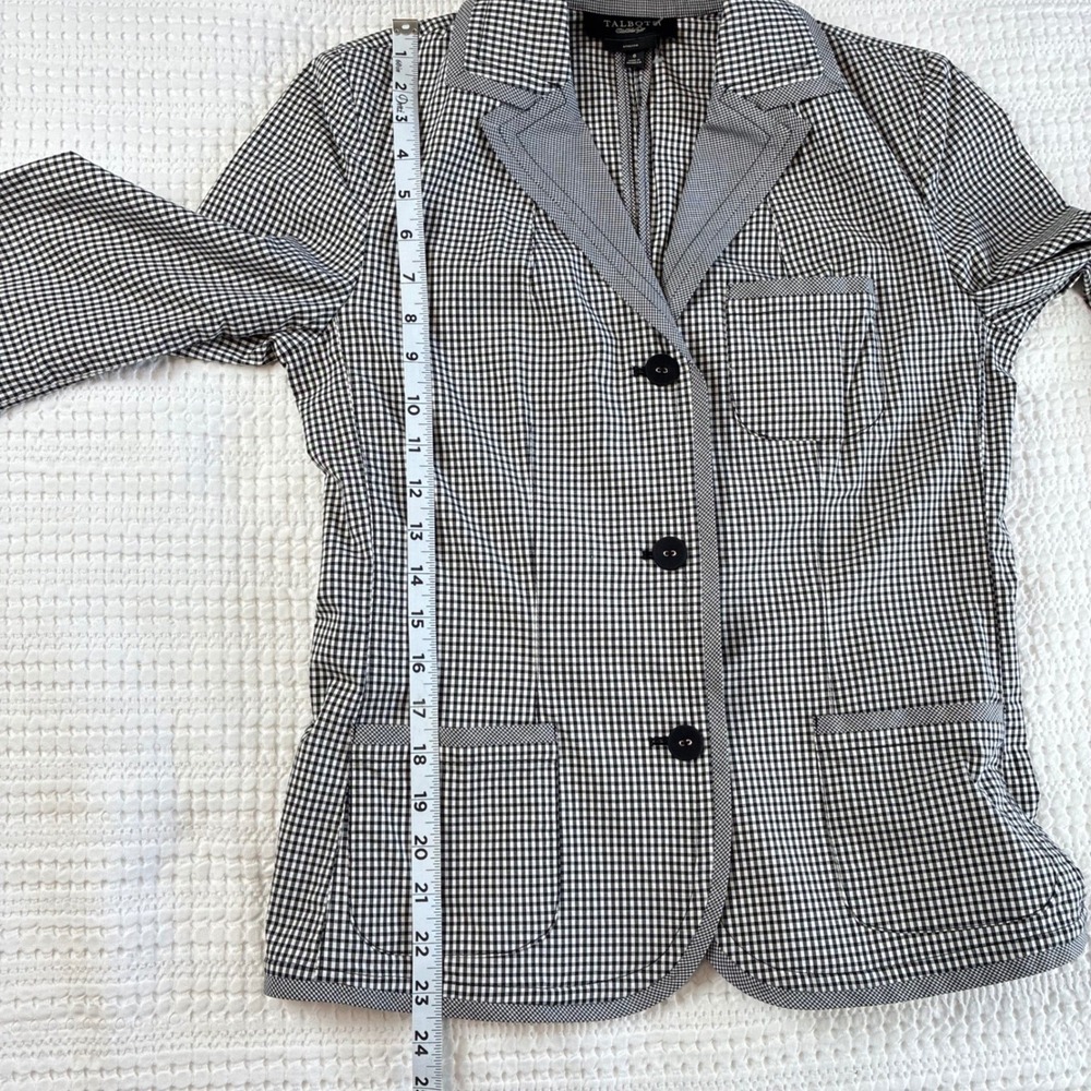 Talbots Blazer Jacket Gingham Black White Size 6 Chic Office Career Teacher - Picture 14 of 15
